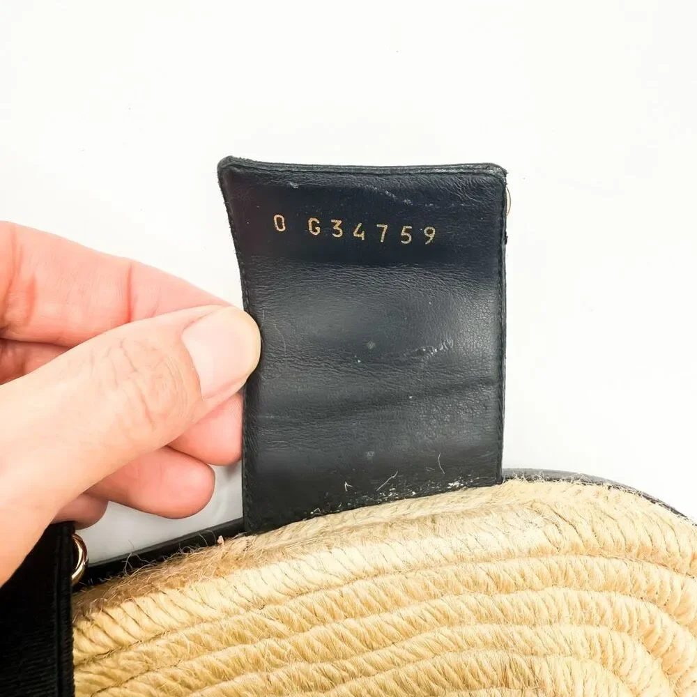Chanel CC Monogram Black Sandals Espadrille Slides EU 37